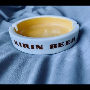 Vintage Kirin Beer Ashtray, RARE yellow gold interior
